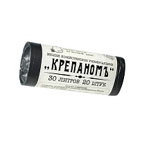 Мешки для мусора 30 л, черные, в рулоне 20 шт., ПНД, 7 мкм, 560х440 мм, Крепаномъ, 4607075710580 в Братске