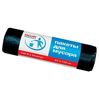 Мешки для мусора 160 л, черные, в рулоне 20 шт., ПВД, 30 мкм, 1200х870 мм, PACLAN Professional, 604082 в Братске