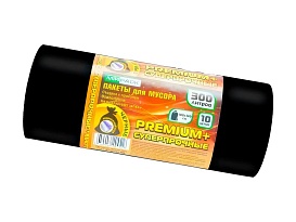 Мешки для мусора 300 л, черные, в рулоне 10 шт., ПВД 70 мкм, 1400х1000 мм, PREMIUM+, 30010160 в Братске