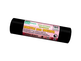 Мешки для мусора 180 л, ароматизированные, черные, в рулоне 10 шт., ПВД, 50 мкм, 1100х930 мм, EXTRA black, 18008301 в Братске