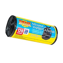 Мешки для мусора 120 л, черные, в рулоне 20 шт., ПНД, 15 мкм, 1100х700 мм, Крепак, 4607075710207 в Братске