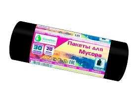 Мешки для мусора 30 л, черные, в рулоне 20 шт., ПНД, 7 мкм, 600х500 мм, MIRPACK Classik, 302040 в Братске