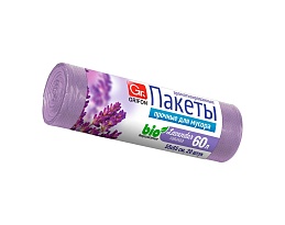 Мешки для мусора 60 л, ароматизированные, Лаванда, сиреневые, в рулоне 20 шт., ПНД, 9 мкм, 650х550 мм, GRIFON Aroma, 101-023 La в Братске