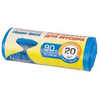 Мешки для мусора 90 л, синие, в рулоне 20 шт., ПНД, 14 мкм, 900х700 мм, LAIMA ULTRA, 607693 в Братске