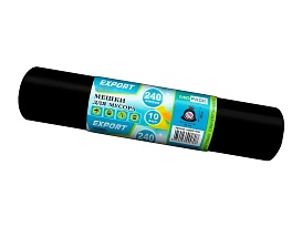 Мешки для мусора 240 л, черные, в рулоне 10 шт., ПВД 80 мкм, 1300х930 мм, EXPORT, exp 24010167 в Братске