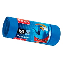 Мешки для мусора 160 л, с ушками, синие, в рулоне 10 шт., ПВД, 30 мкм, 1250х900 мм, PACLAN Multitop, 604064 в Братске
