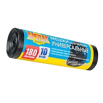 Мешки для мусора 180 л, черные, в рулоне 10 шт., ПНД, 20 мкм, 1150х800 мм, Крепак, 4607075710481 в Братске