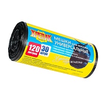 Мешки для мусора 120 л, черные, в рулоне 30 шт., ПНД, 15 мкм, 1100х700 мм, Крепак, 4607075710122 в Братске
