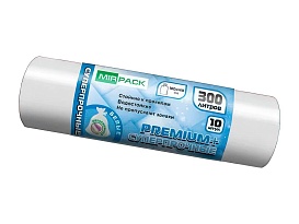 Мешки для мусора 300 л, белые, в рулоне 10 шт., ПВД 70 мкм, 1400х1000 мм, PREMIUM+, 300101602 в Братске