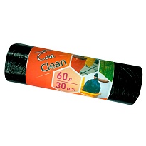 Мешки для мусора 60 л, черные, в рулоне 30 шт., ПНД, 6 мкм, 640х580 мм, Концепция Быта EcoClean, 603890 в Братске