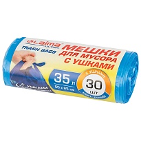 Мешки для мусора 35 л, с ушками, синие, в рулоне 30 шт., ПНД, 11 мкм, 650х500 мм, LAIMA ULTRA, 607684 в Братске