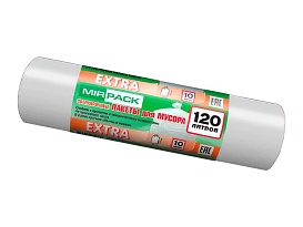 Мешки для мусора 120 л, белые, в рулоне 10 шт., ПНД, 14 мкм, 1100х700 мм, EXTRA, ex1201803 в Братске