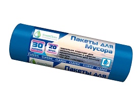 Мешки для мусора 30 л, синие, в рулоне 20 шт., ПНД, 7 мкм, 600х500 мм, MIRPACK Classik, 302041 в Братске