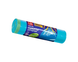 Мешки для мусора 50 л, с завязками, голубые, в рулоне 15 шт., ПНД, 14 мкм, 700х600 мм, GRIFON, 101-063 в Братске