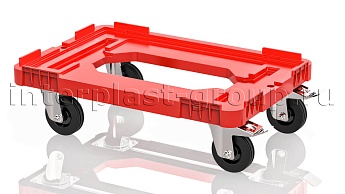 Тележка пластиковая с отверстием 2 колеса с тормозом усиленная красная в Братске Тележка пластиковая с отверстием 2 колеса с тормозом усиленная красная в Братске