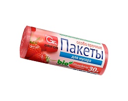Мешки для мусора 30 л, ароматизированные, Клубника, красные, в рулоне 20 шт., ПНД, 9 мкм, 560х530 мм, GRIFON Aroma, 101-020 K в Братске