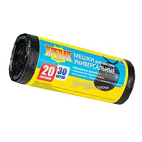 Мешки для мусора 20 л, черные, в рулоне 30 шт., ПНД, 10 мкм, 550х440 мм, Крепак, 4607075710092 в Братске