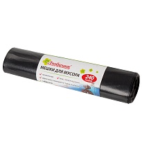 Мешки для мусора 240 л, черные, в рулоне 5 шт., ПВД 30 мкм, 1300х900 мм, Любаша, 605338 в Братске