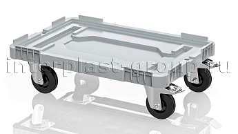 Тележка пластиковая сплошная 2 колеса с тормозом усиленная серая в Братске