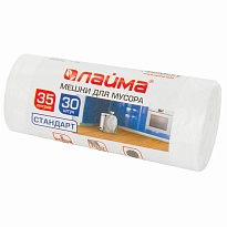 Мешки для мусора 35 л, белые, в рулоне 30 шт., ПНД, 6 мкм, 550х480 мм, LAIMA, 605538 в Братске
