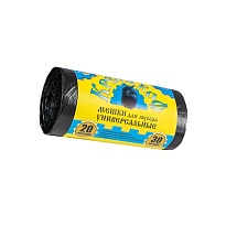 Мешки для мусора 20 л, с ушками, черные, в рулоне 30 шт., ПНД, 10 мкм, 550х440 мм, Крепакоф, 4607075710221 в Братске