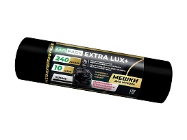 Мешки для мусора 240 л, черные, в рулоне 10 шт., ПВД 60 мкм, 1300х930 мм, EXTRA LUX+, 24010115 в Братске