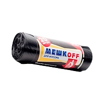 Мешки для мусора 60 л, черные, в рулоне 20 шт., ПНД, 9 мкм, 700х600 мм, МЕШКОFF, 4045 в Братске