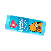 Мешки для мусора 30 л, синие, в рулоне 30 шт., ПНД, 5 мкм, 560х480 мм, Эконом, МЭ3841 (ПМ-30-30) в Братске